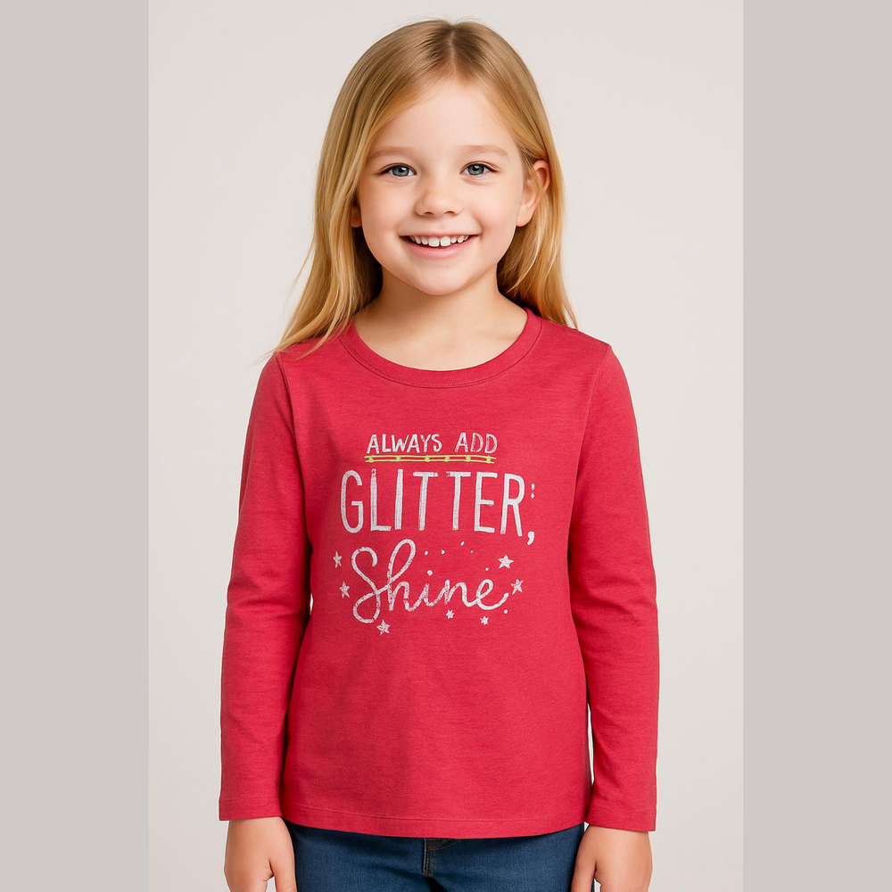 NWOT cat & Jack size 18 XXL long sleeve red glitter top